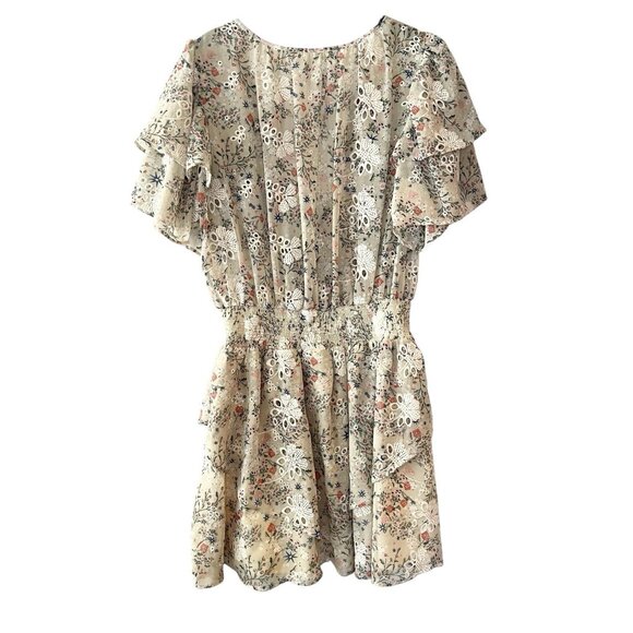 Tularosa Blanche Dress Cream Jasmin Ruffle Smocked Embroidered Eyelet Cottage M - Picture 4 of 11